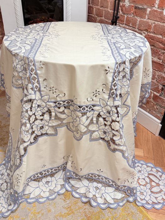 Duży ozdobny obrus 265x170 cm haft, idelany na taras, rekodzielo
