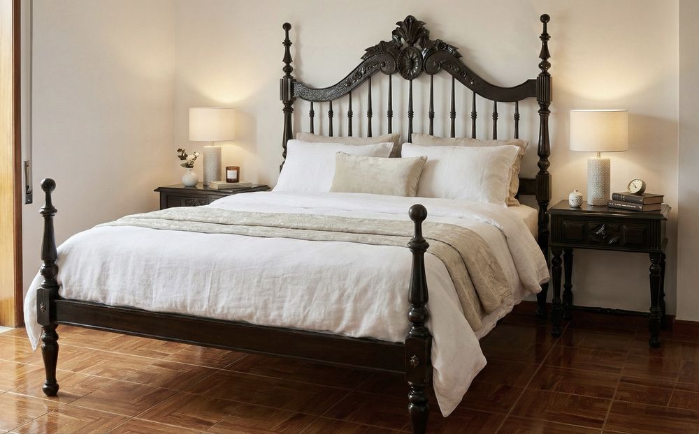 Cama de casal antiga restaurada 190x140