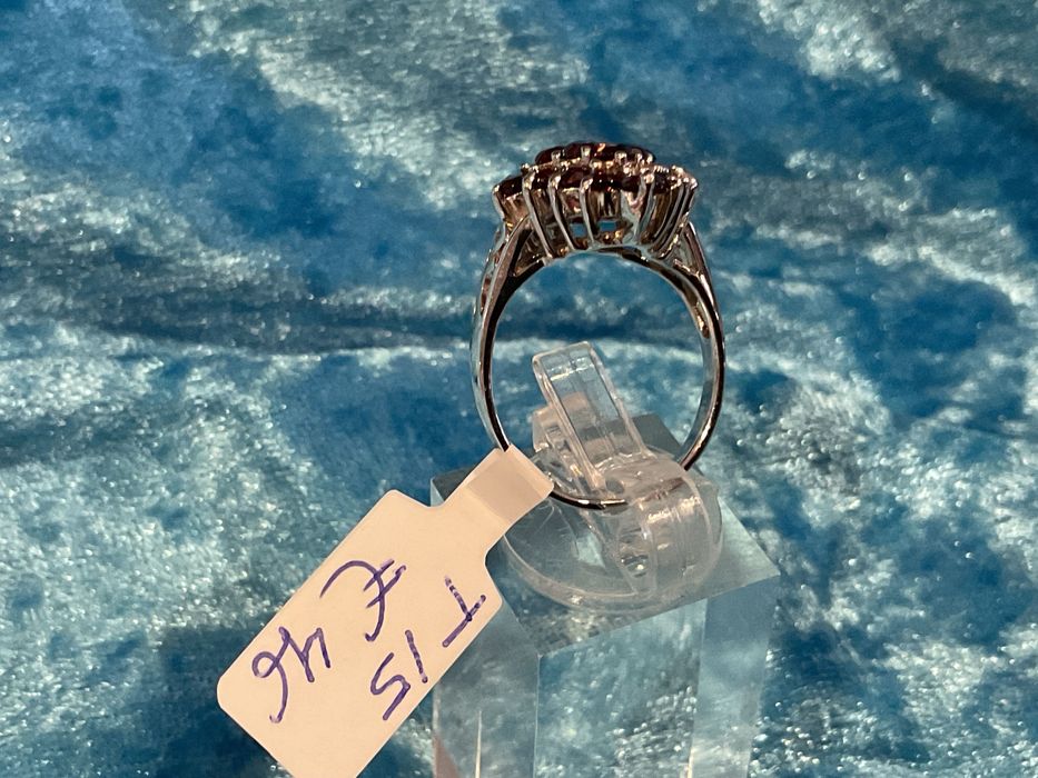 Anel prata 925 peça com pedras raspberry