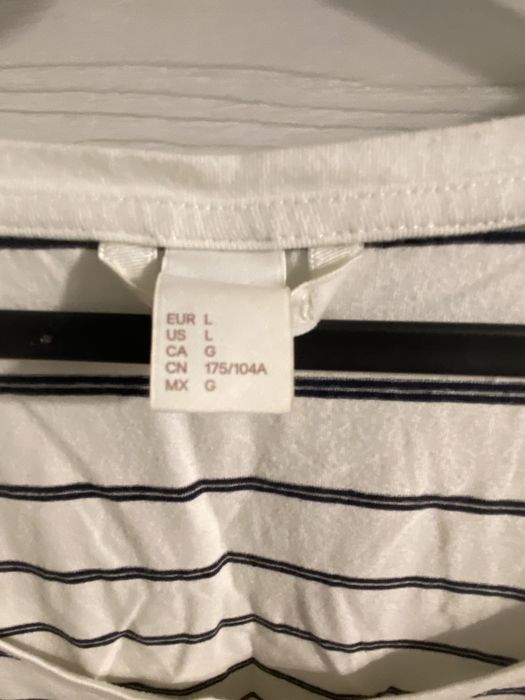 Sukienka śmietankowa w paski krótki rękaw rozmiar L H&M