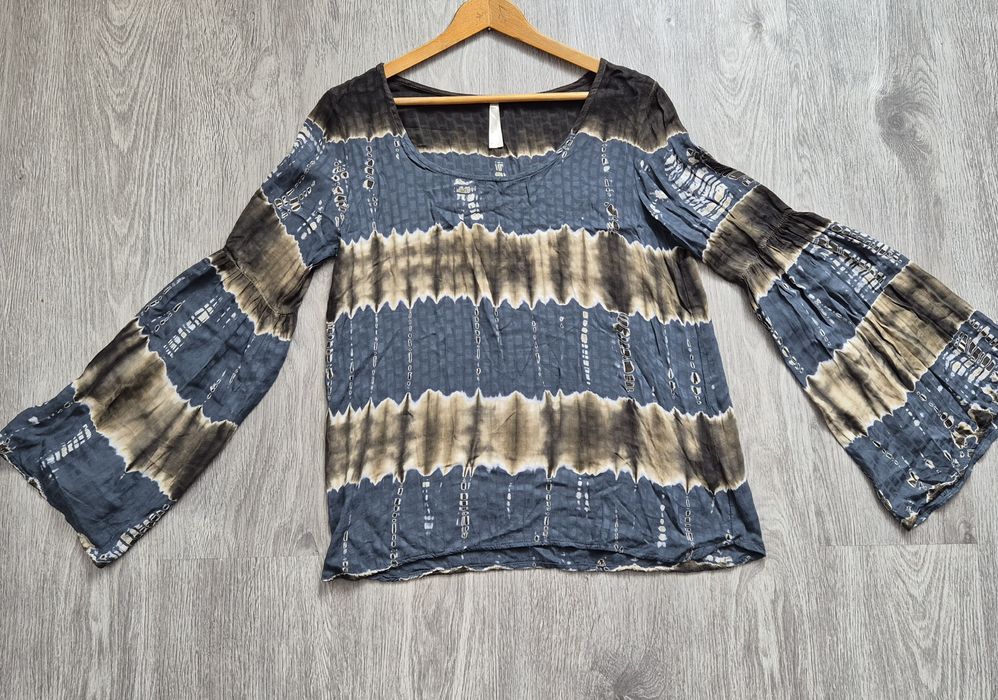 Śliczna zwiewna bluzka damska S M 100% rayon szerokie rękawy