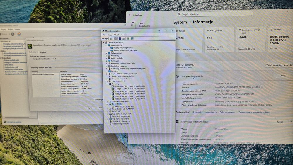 Komputer PC Dell Precision 3630 i5-8500/16GB/GTX1060 6GB/512SSD/WIN11