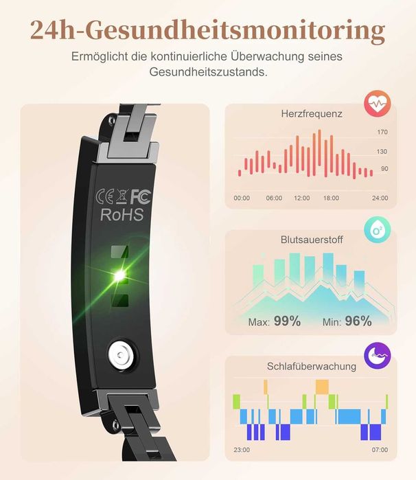 Bransoletka fitness tracke wodoszczelność czarna Smartband Walentynki