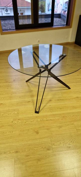 Mesa Tenerife 120Dx75CM redonda, tampo de vidro