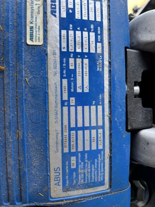 Suwnica podwieszana Abus 250 kg 7,6m x 12 dźwig