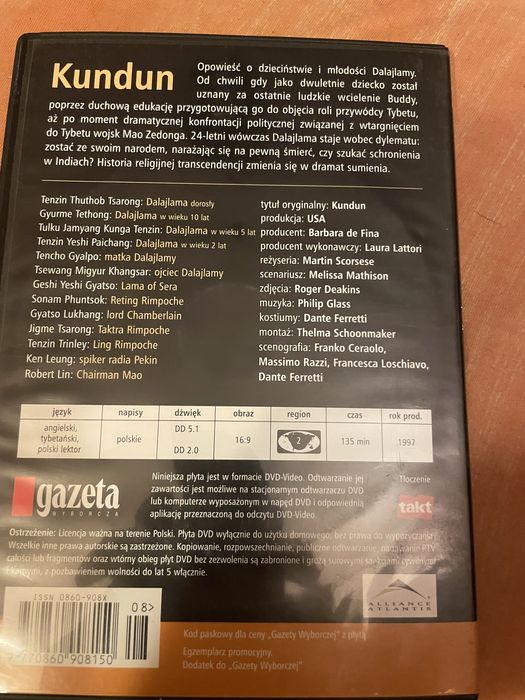 Plyta film dvd Kundun