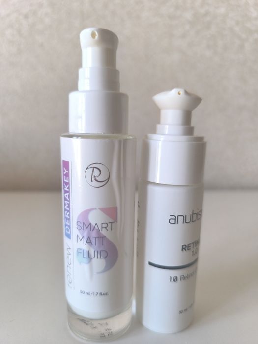Професійна косметика: Матуючий флюїд Renew Smart Matt Fluid + Ретинол Anubismed Retinol 1.0 (Оригінал) залишок 45% + подарунок тонік для шкіри 10 мл.