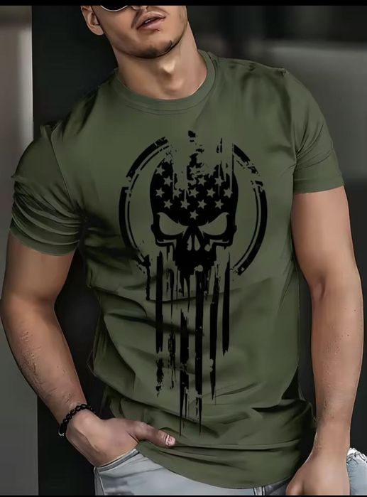 Мужская  футболка с графическим рисунком черепа - 3D-печать