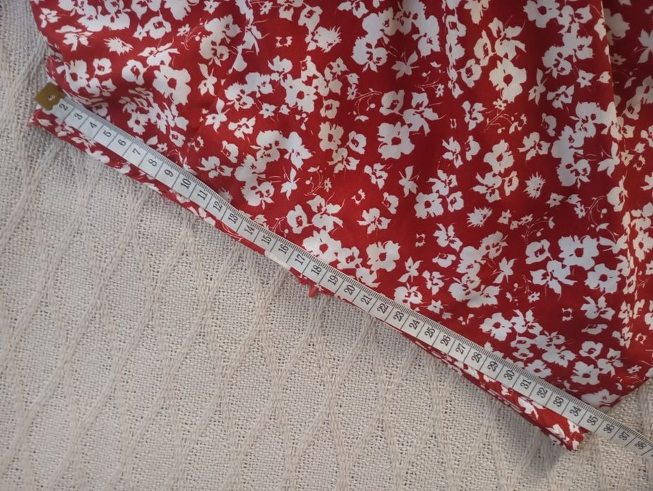 PRIMARK S-M długa czerwona spódnica midi maxi w kwiaty kwiatuszki