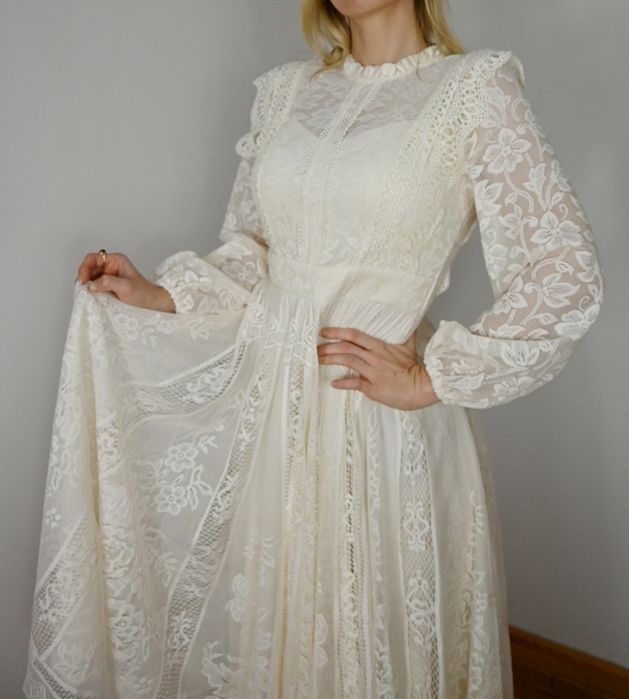 Koronkowa sukienka wizytowa ślubna xs/s