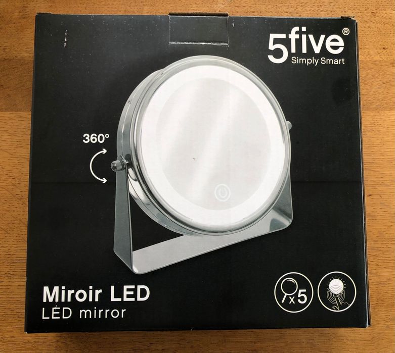 Espelhos magnificado com lupa com aumento 5 vezes com luz led