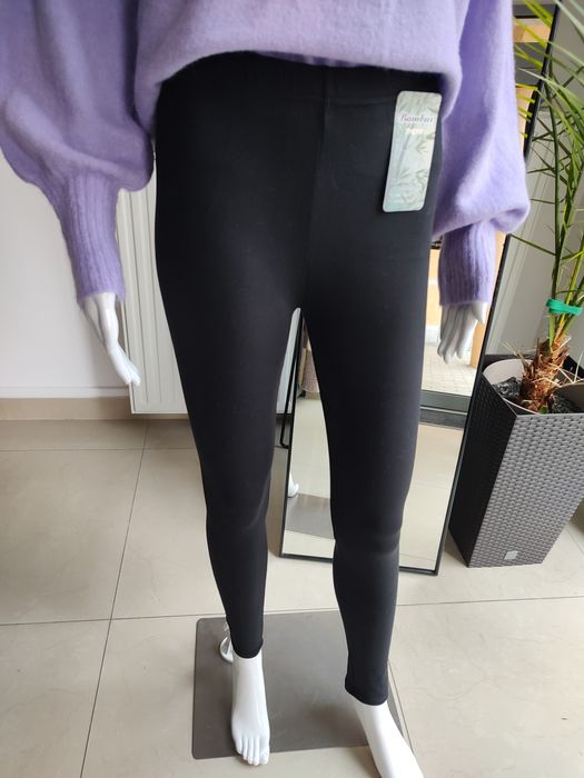 Legginsy ocieplane bambusowe gładkie2 - czarny S/M