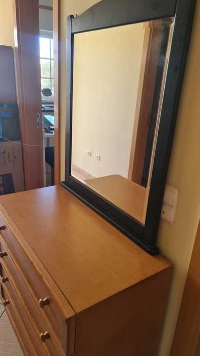 Espelho Cómoda Preto em Madeira - 82x98cm Mirror