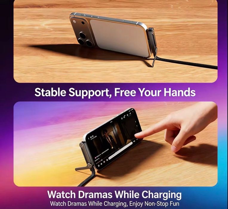 Kabel USB-C PD ze stojakiem na telefon | 1,5 m |