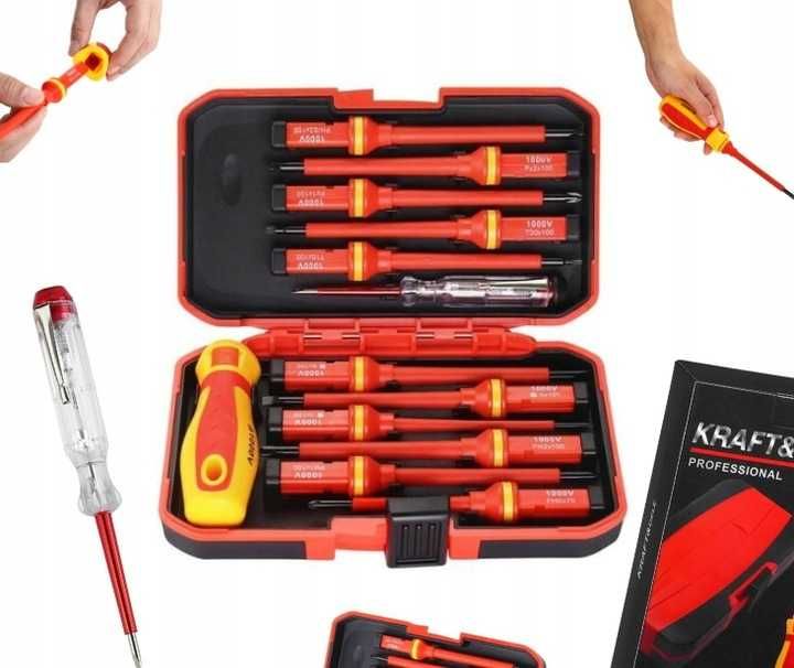 Śrubokręty izolowane zestaw śrubokrętów 14el. solidne w etui KD5972