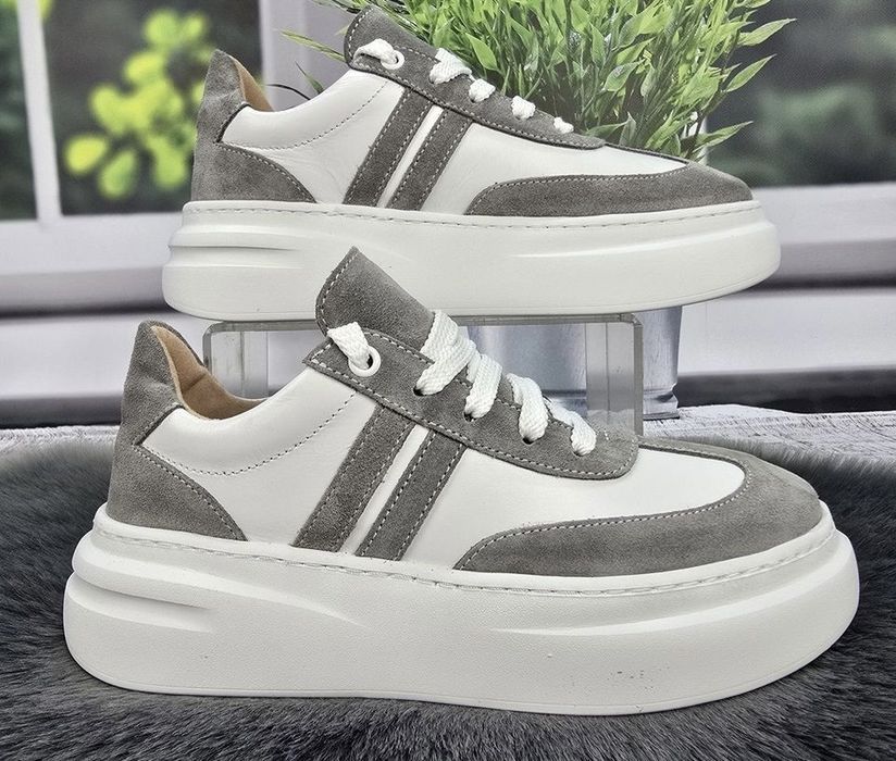 Кеди з натуральної шкіри комбінововановї з замшем