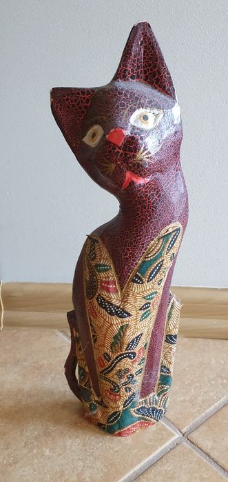 Kot drewniany figurka ozdoba