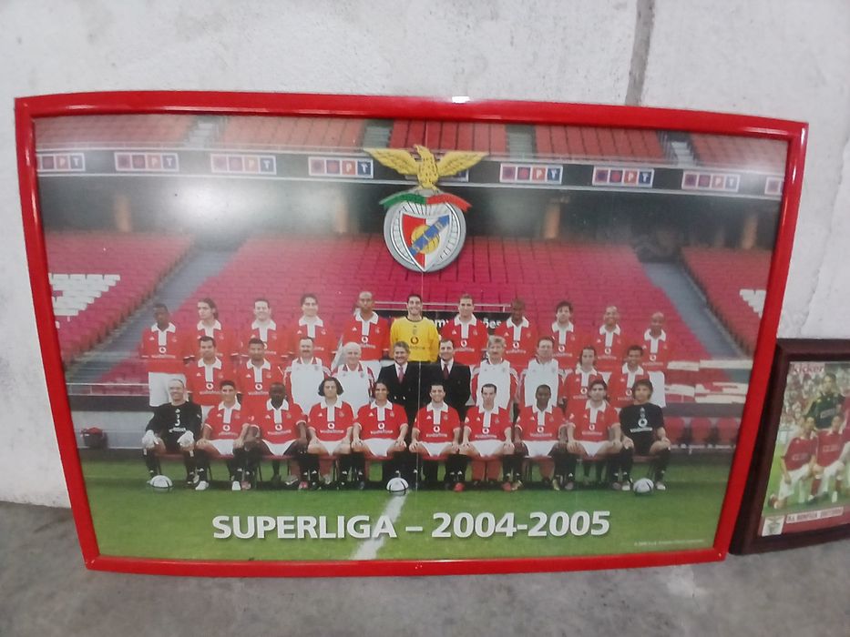 S.L Benfica 5 quadros 1 camisola 1 simbolo cravado com modeas antigas 8 livros 100 anos