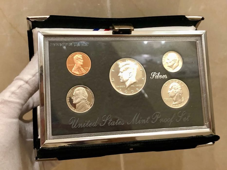 ПРУФ сет монет США 1998р. Складень. Сертифікат. СРІБЛО.
