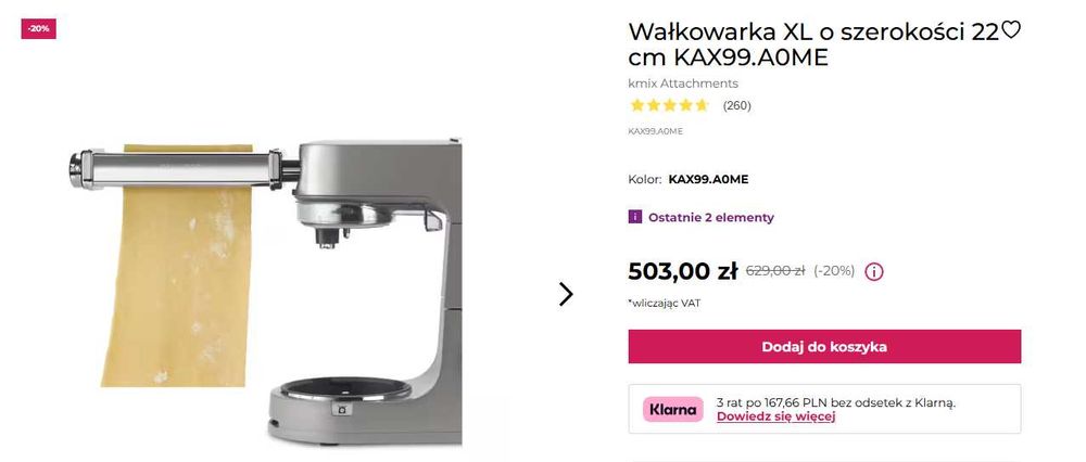 Kenwood Wałkowarka XL do makaronu i ciasta