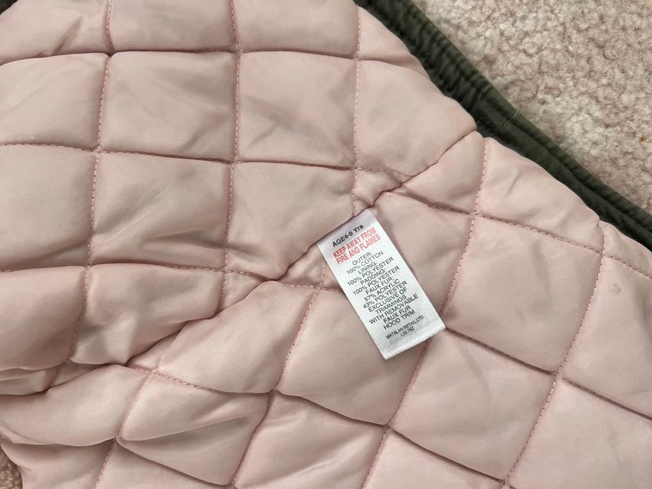 Ciepla Parka Oliwkowa kurteczka 110 cm-116 cm