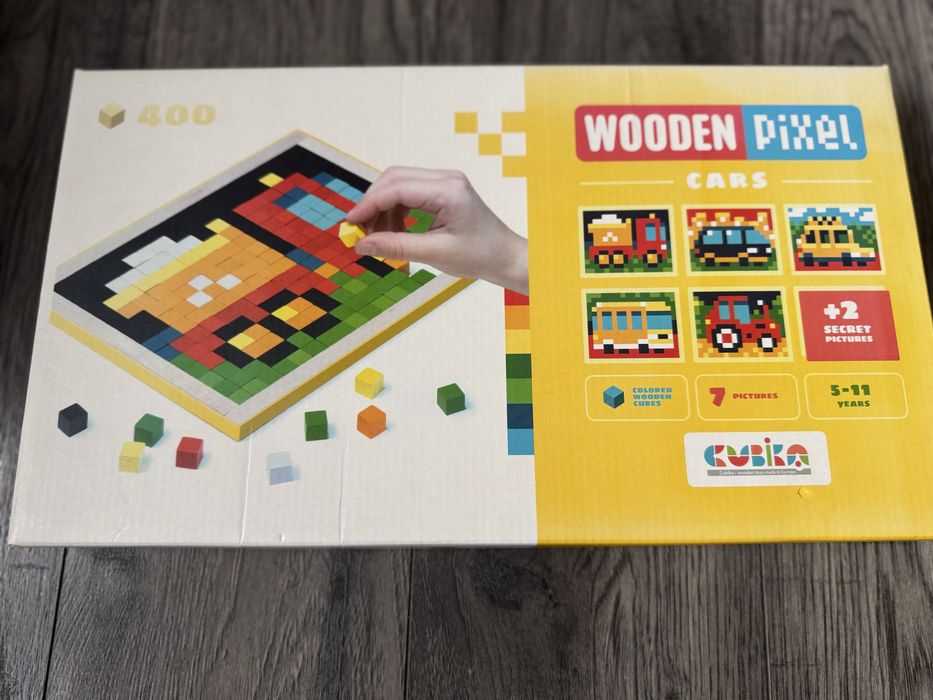 Деревʼяна мозаїка Wooden Pixel Cubika піксель (Машини)