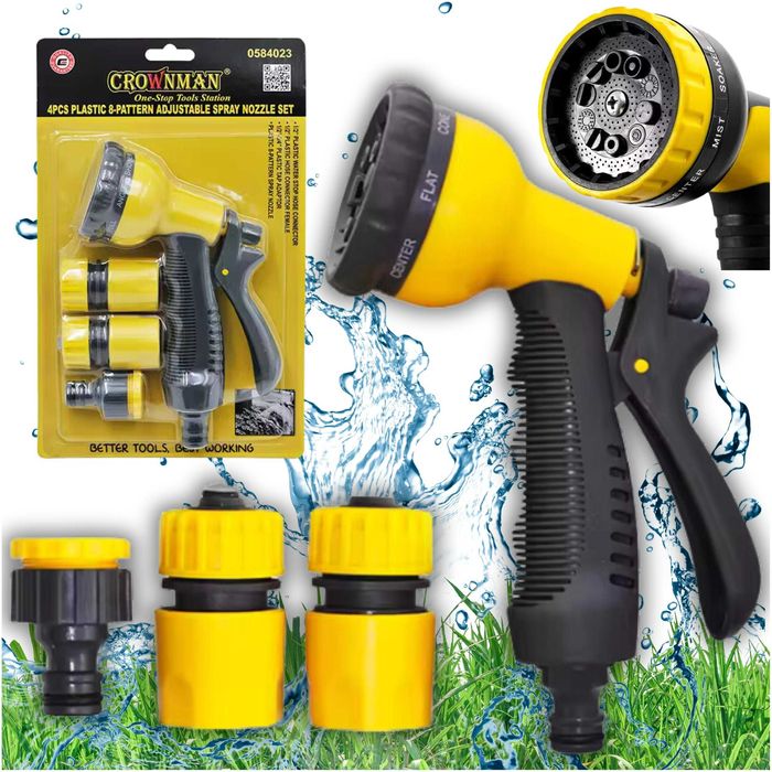 Pistolet do węża ogrodowego zestaw złączek ogrodowych 8 funkcji