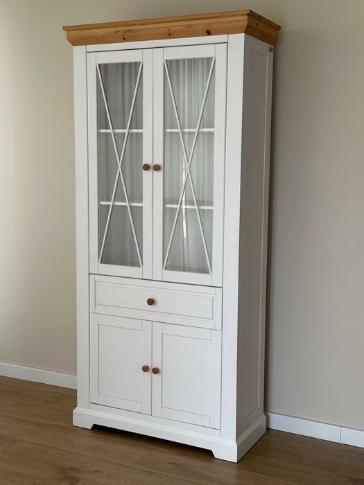 Biała witryna sosnowa | outlet, otarcia, ubicia, taniej o 2200 zł !