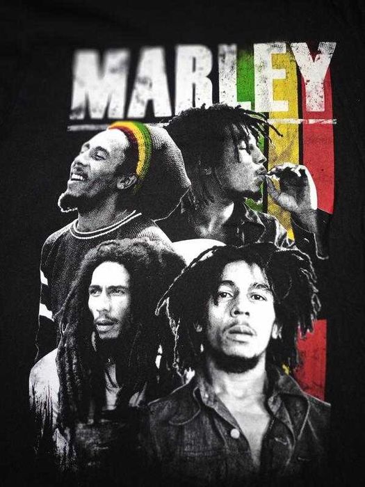 Чорна мерч-футболка Bob Marley від Zion Rootswear (made in Italy)