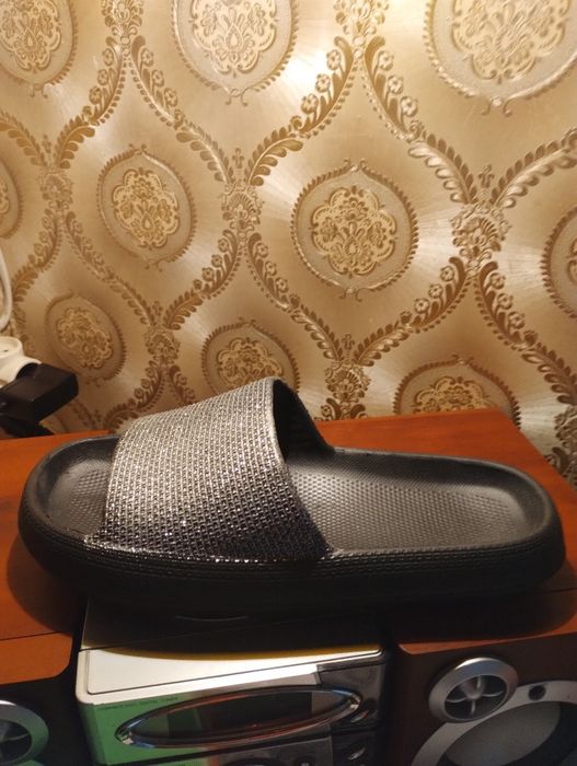 Модные серебристые шлепанцы сабо  , р.39