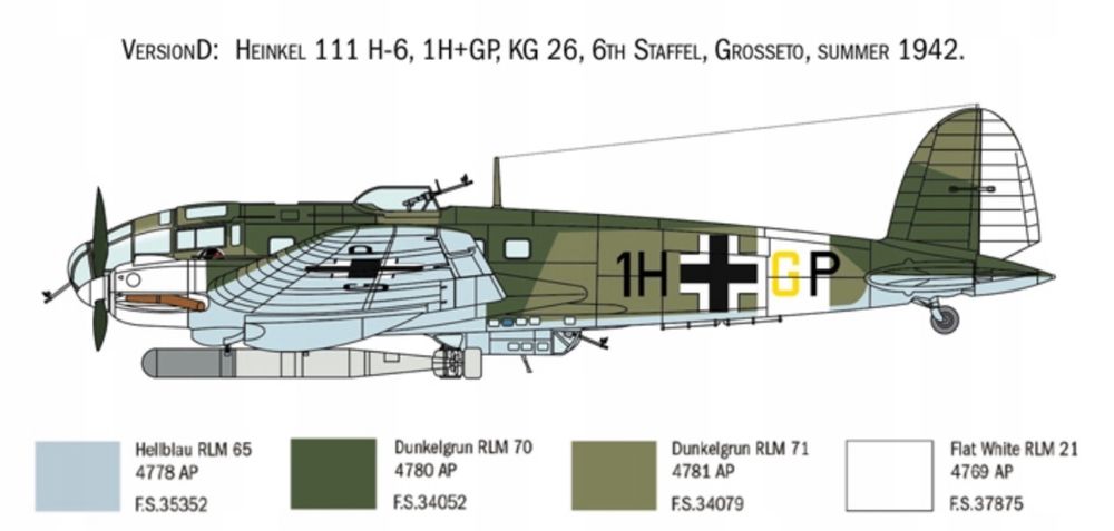 Italeri 1436 Niemiecki bombowiec Heinkel He 111H model samolotu 1/72