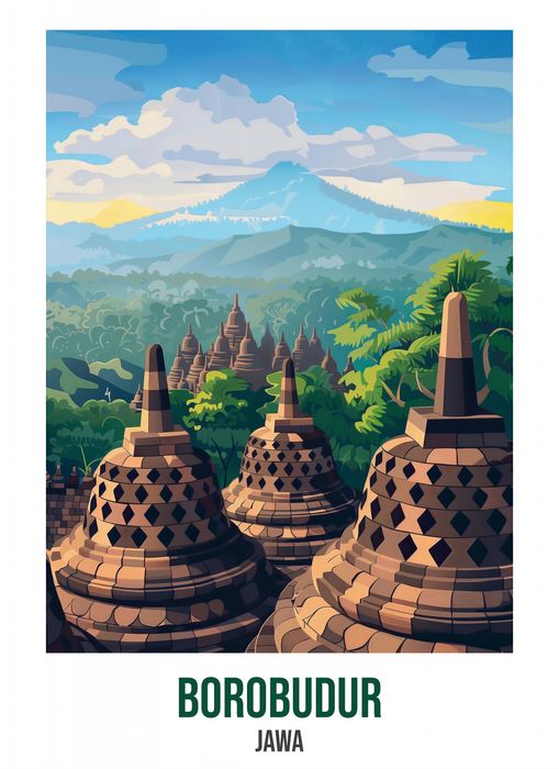 Plakat 40x55cm Borobudur