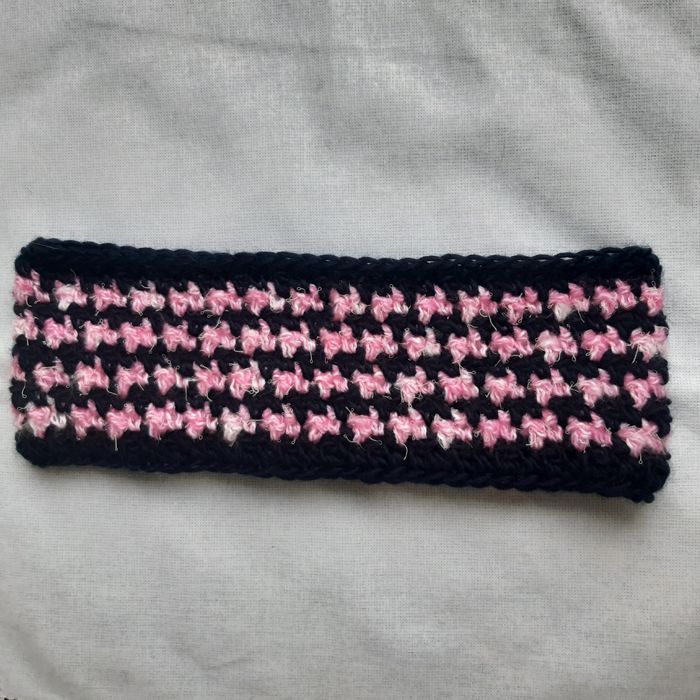 Opaska szydełkowa handmade wełna pepitka