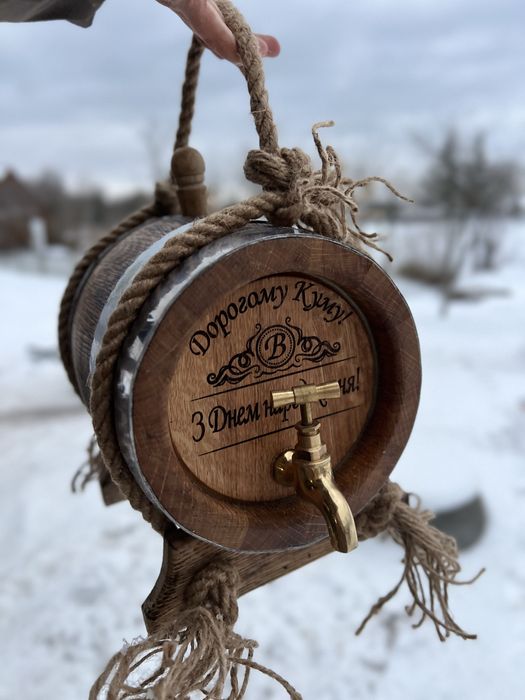 Бочка дубова для кума, дубовая бочка 5, 10, 15, 20, 30, 40, 50 л