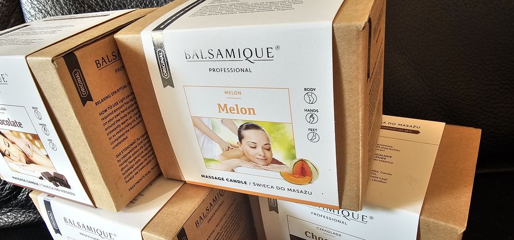 Balsamique Zestaw 4 profesjonalnych świec do masażu czekolada i melon