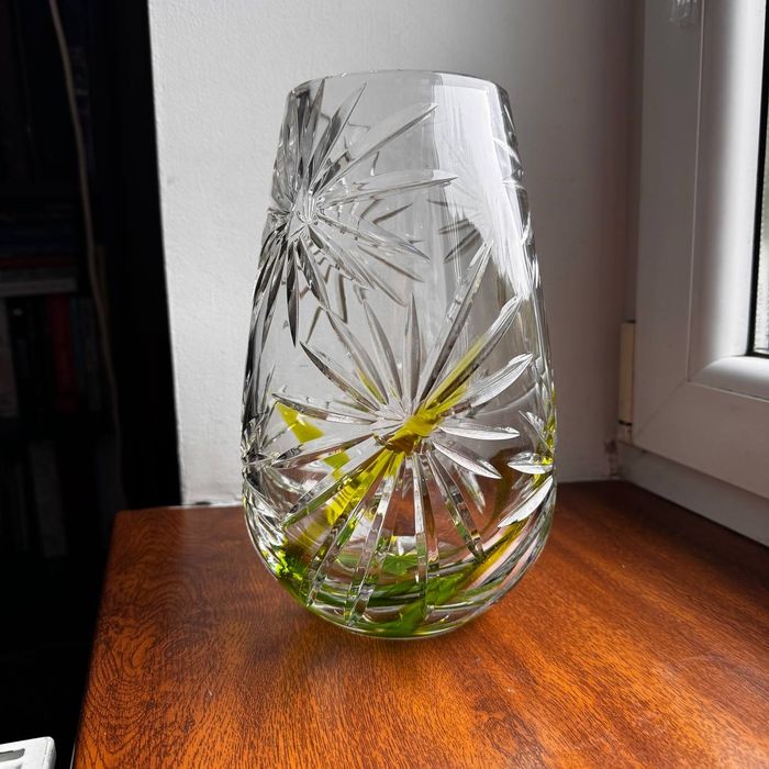 Wazon Huta Julia kolorowy kryształ PRL Unikatowy