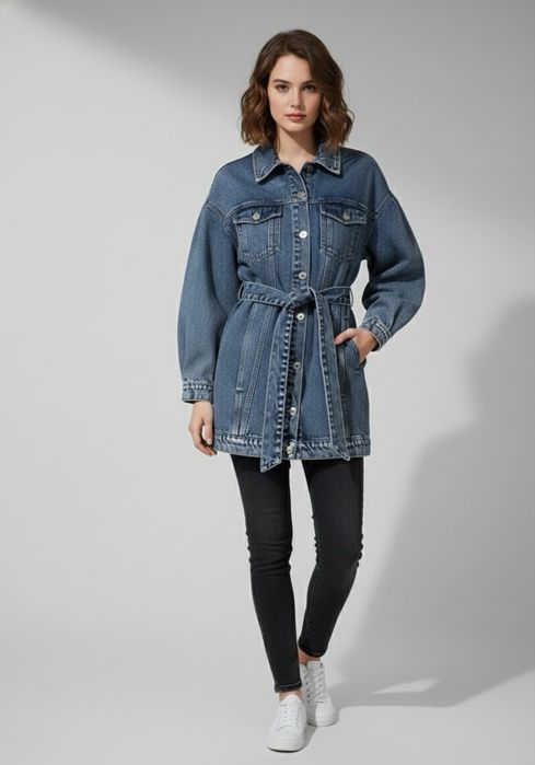 Casaco comprido ganga Bershka