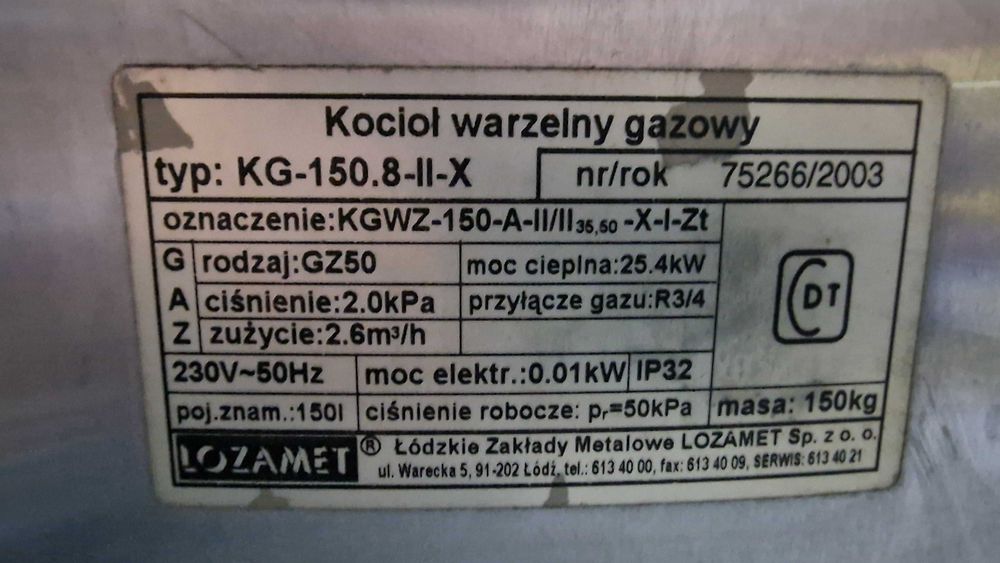 Kociol warzelny gazowy KG-150.8-lI-X
