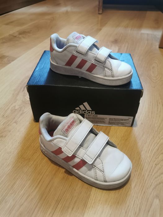 Buty adidas 25 biało różowe brokat obuwie buciki adidasy