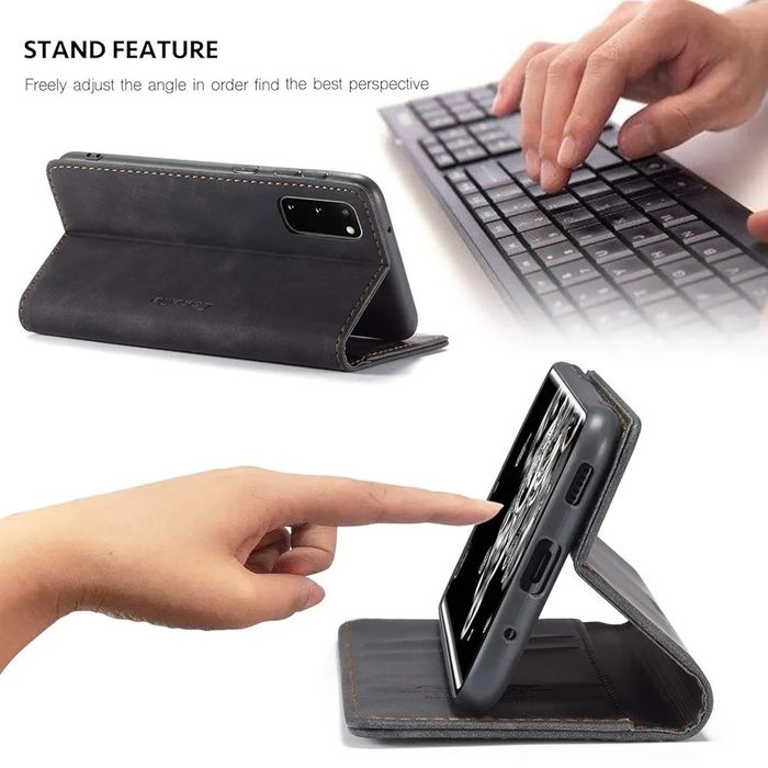Etui Samsung Galaxy S20, CaseMe, czarne, ze skórki, z klapką na magnes