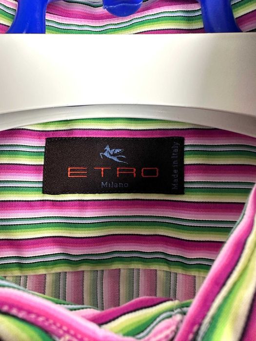 Koszula męska ETRO MILANO Italy Paski kolorowa r. 41 (L)