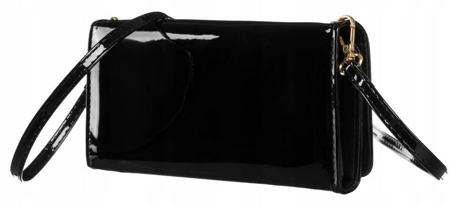 czarna, elegancka torebka 2w1 wykonana z lakierowanej
