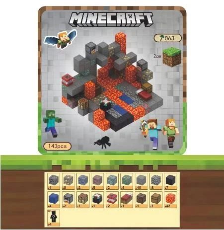 Магнітний конструктор minecraft Magnetic 143 деталі пригоди у печері