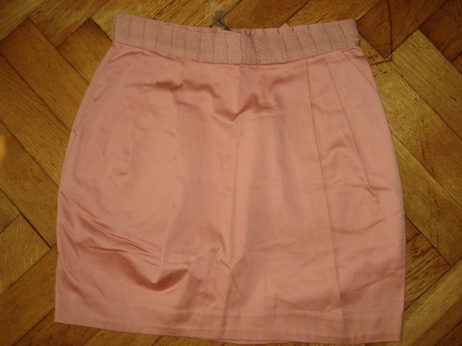 Morelowa spódniczka H&M kieszenie zakładki suwak bawełna