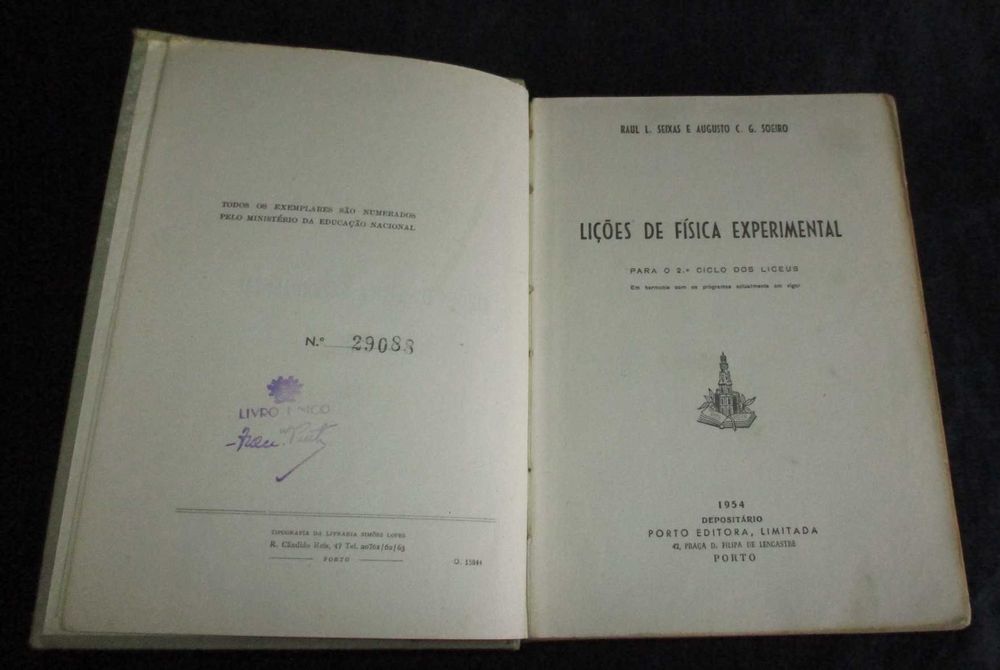 Livro Lições de Física Experimental para o 2º Ciclo dos Liceus