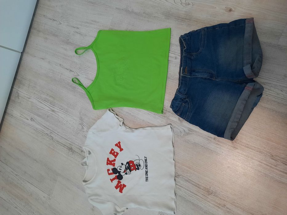 Paka ubrania dla dziewczynki spodenki + t-shirt  na 140-146