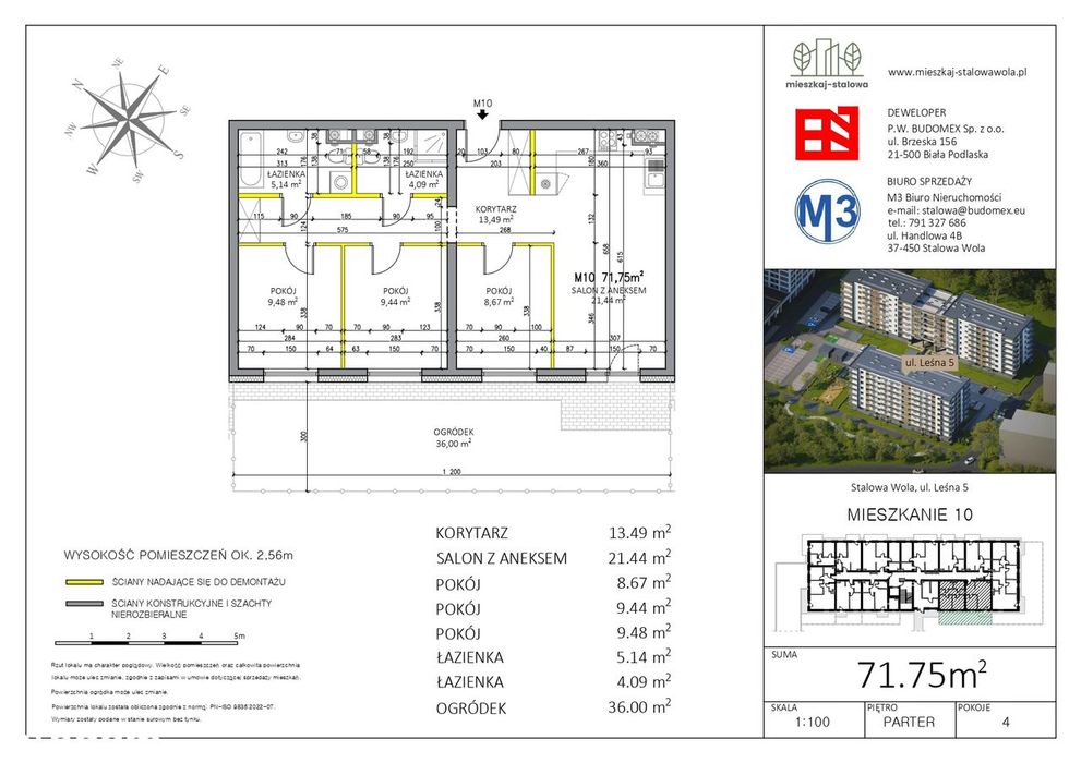 Mieszkaj - Stalowa | Jedyny taki metraż w bloku z ogródkiem 36 m²