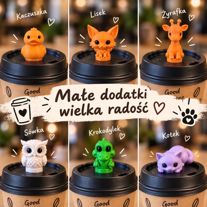 Mini figurki 3D na pokrywkę kubka – Cup Toppers