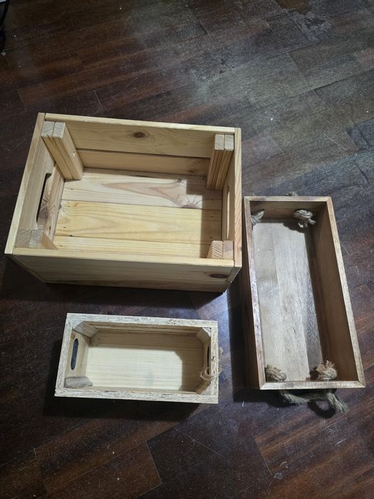 3 Caixas de arrumação de madeira - Ikea