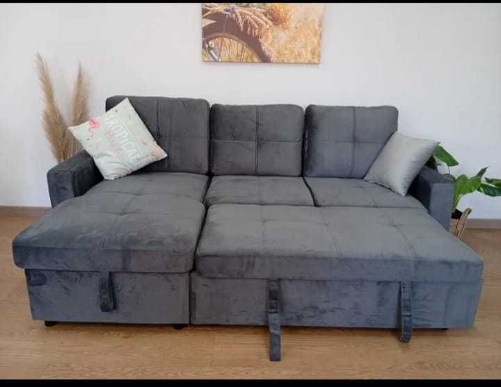 SOFÁ-CAMA Novo Com Chaise Longue E Armazenamento + Portes 408€